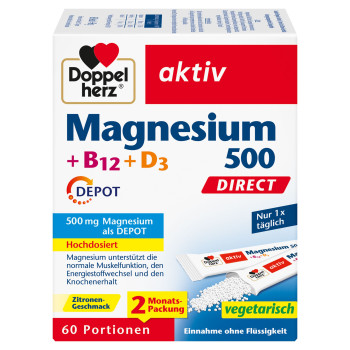 DOPPELHERZ Magnesium 500+B12+D3 Depot DIRECT Pell.